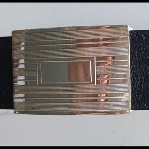 1 1/8” black calfskin with silver slide  buckle